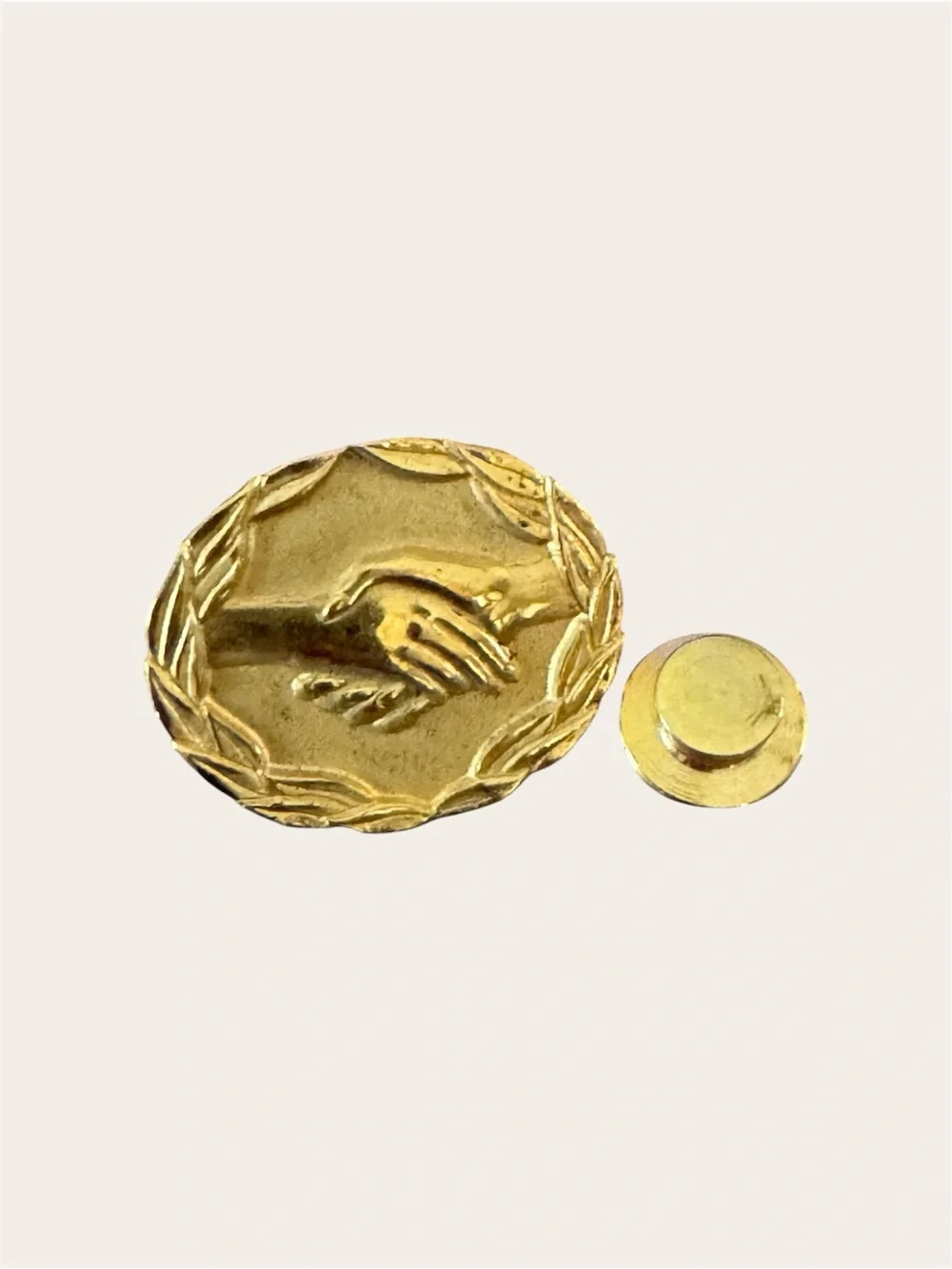 Vintage 1994 Avon Seller Award Handshake Lapel Pin Gold Tone